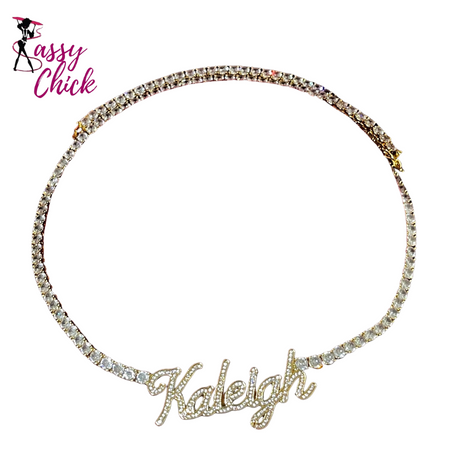 Zircon Customized Name Necklace Sassy Chick Logo