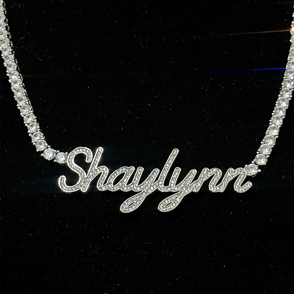 Silver Zircon Customized Name Necklace