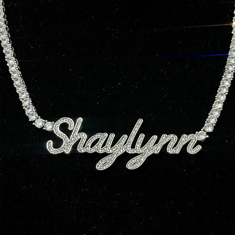 Silver Zircon Customized Name Necklace