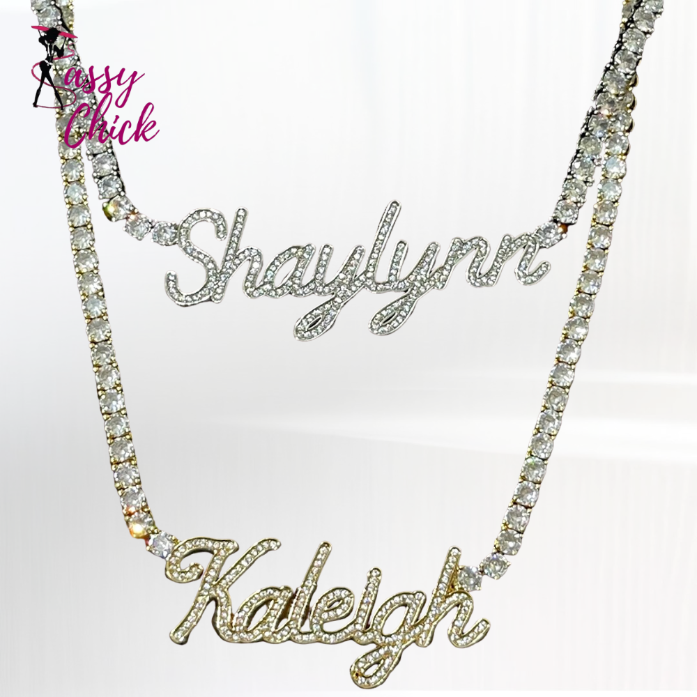 Zircon Customized Name Necklace Sassy Chick Logo
