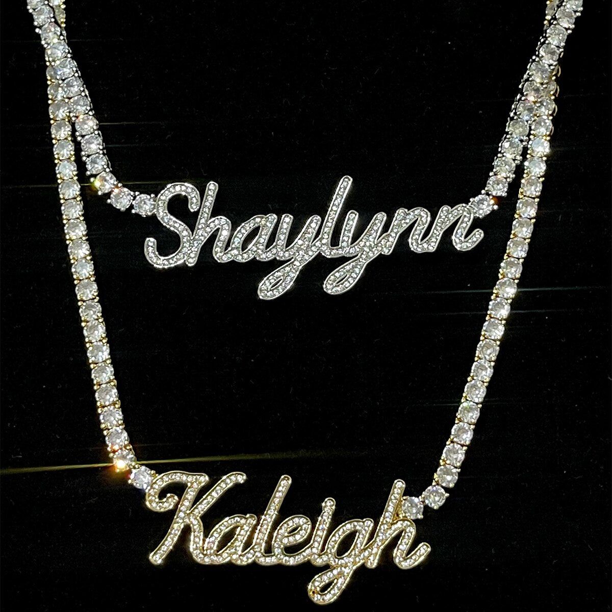 Silver Gold Zircon Customized Name Necklace