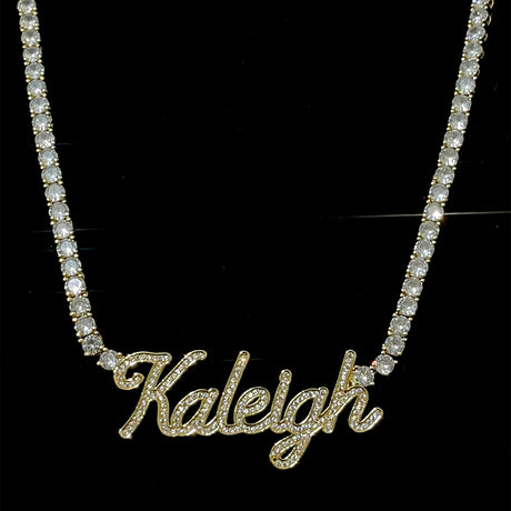 Gold Zircon Customized Name Necklace