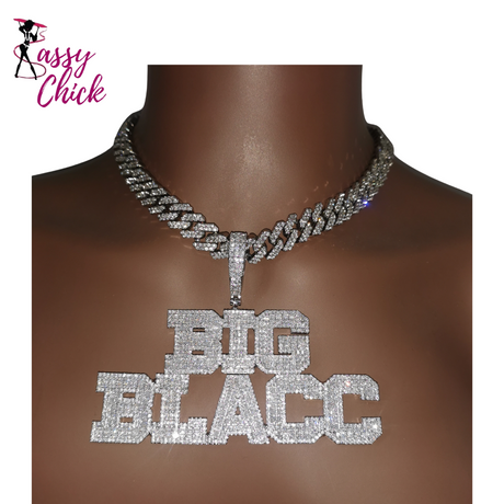 Zirconia Custom Name Necklace Pendant Sassy Chick Logo