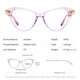 Women wearing acetate metal diamond cat eye fashion eyeglasses frame