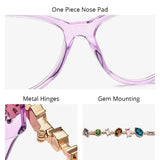 Women wearing acetate metal diamond cat eye fashion eyeglasses frame