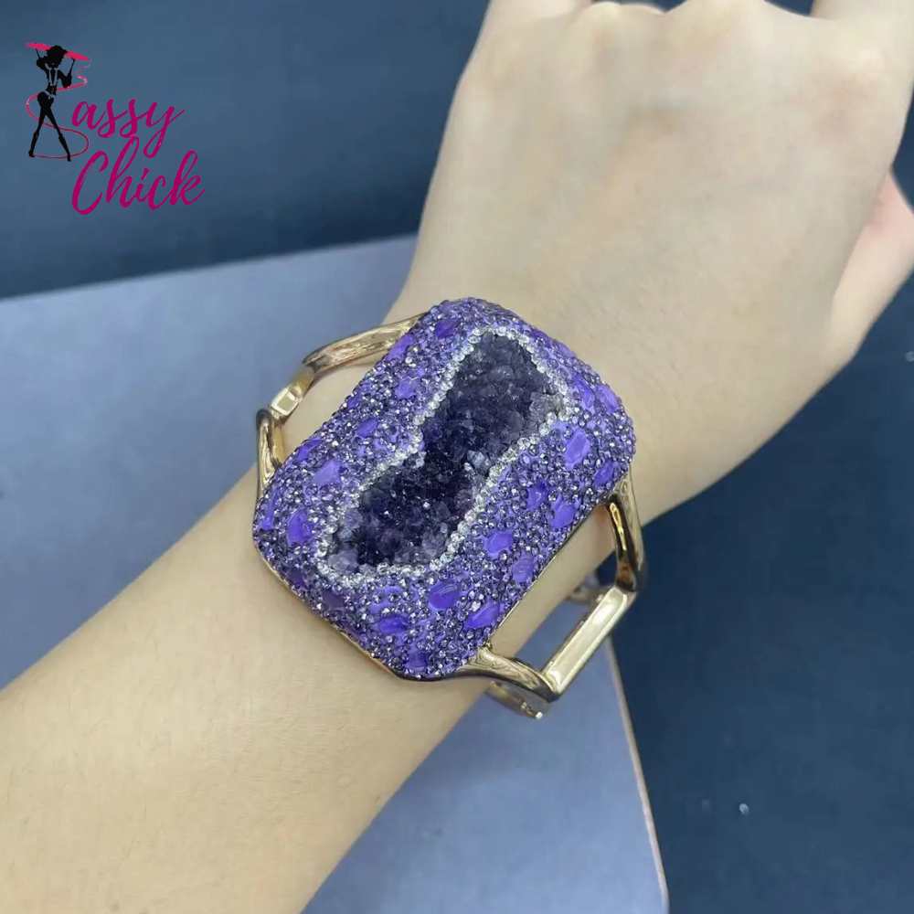 Amethyst Inlaid with Purple Gravel Sassy Chick