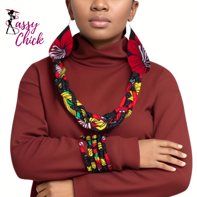 Ankara Bangles Earrings and Necklaces Set Sassy Chick