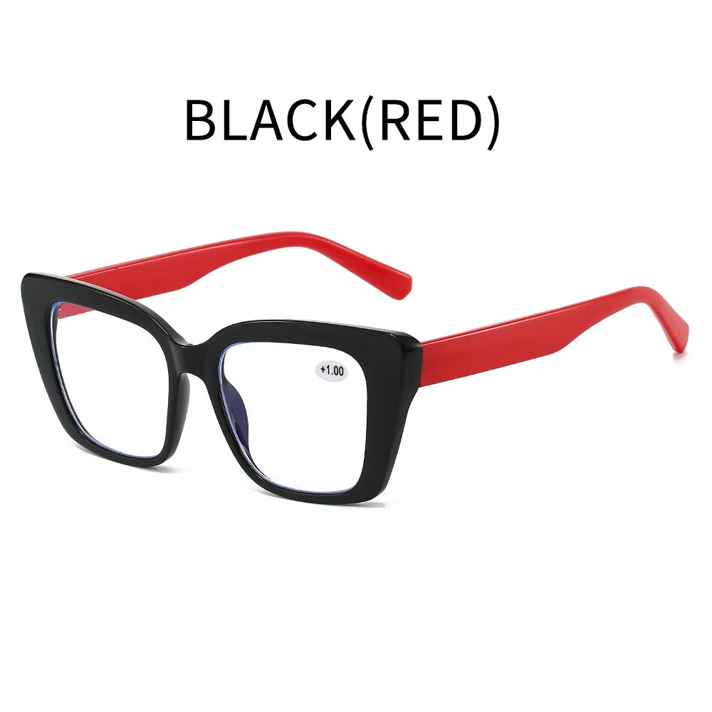 Square frame anti blue light reading glasses for women and men
