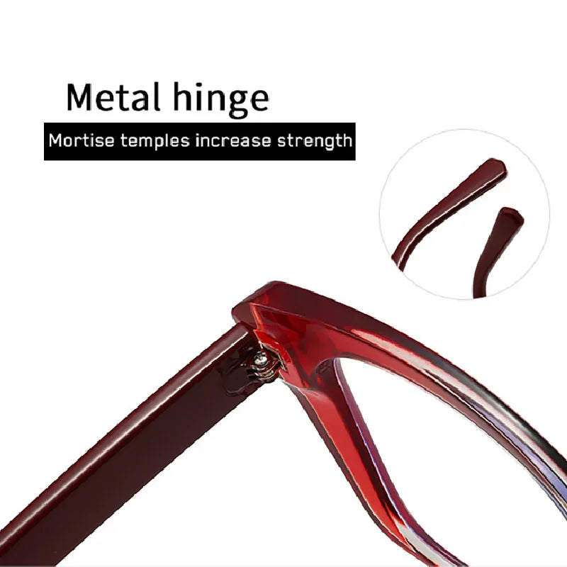 Square frame anti blue light reading glasses for women and men