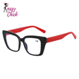 Square frame anti blue light reading glasses for women and men