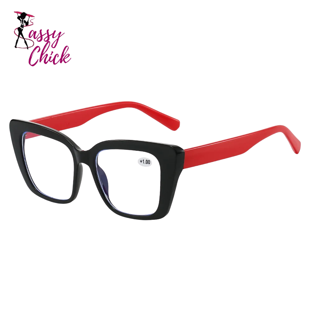 Square frame anti blue light reading glasses for women and men