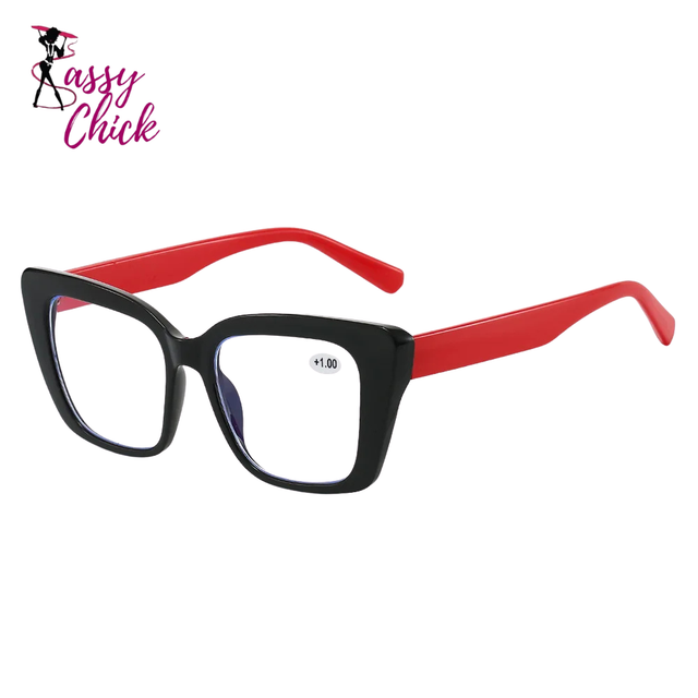 Square frame anti blue light reading glasses for women and men
