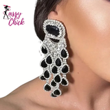 Black Crystal Tassel Earrings Sassy Chick