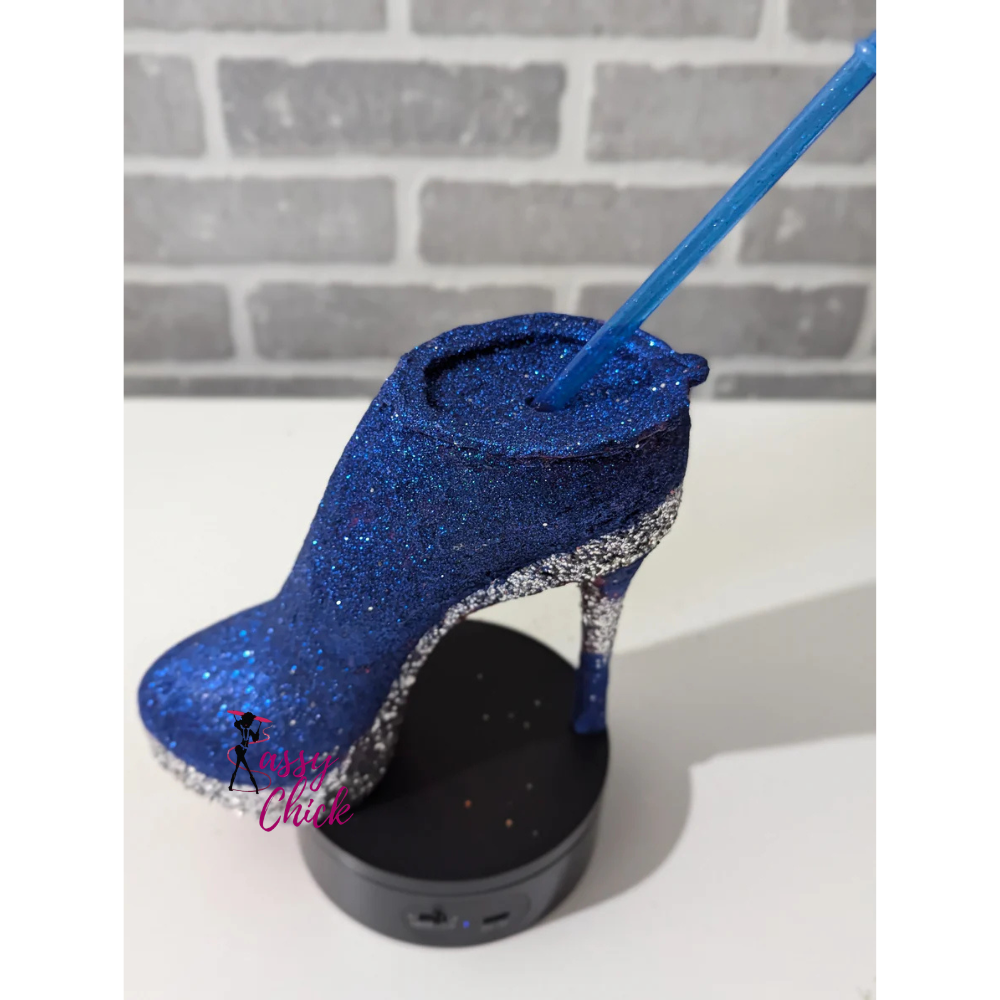 Blue Custom Stiletto Heel Tumbler Cup with Sassy Chick Logo