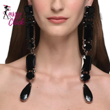 Catwalk Black Crystal Earrings Dangle Jewelry Sassy Chick