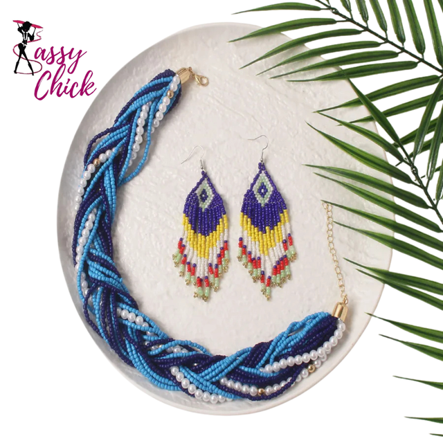 Classic Glass Multi Layer Rice Beads Ethnic Necklace Sassy Chick