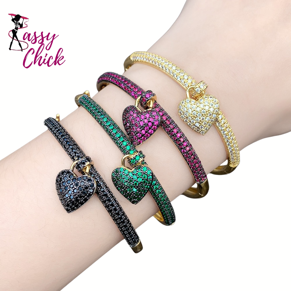 Crystal Fuchsia Heart Bracelet Sassy Chick