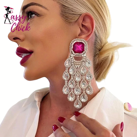 Crystal Large Tassel Earrings Sassy Chick