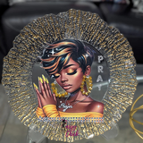 Custom Prayer Gold Display Charger Sassy Chick Logo