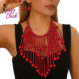 Elegant Handmade Bridal Pearl Tassel Necklace And Earrings Sassy Chick