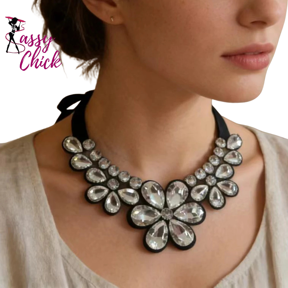 Elegant Transparent Resin Multicolored Flowers Necklace Sassy Chick