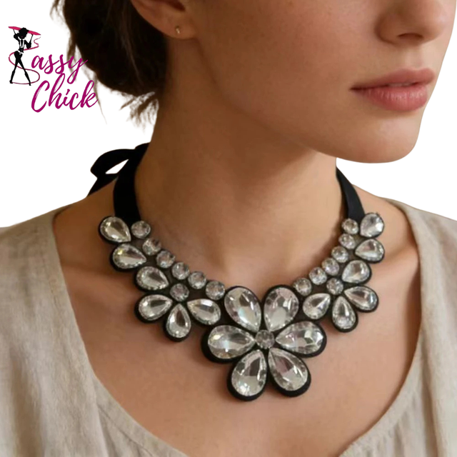 Elegant Transparent Resin Multicolored Flowers Necklace Sassy Chick