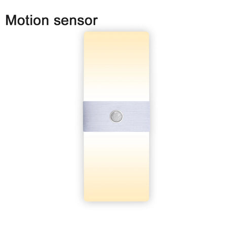 LED wall light with PIR motion sensor mounted in a bedroom or hallway