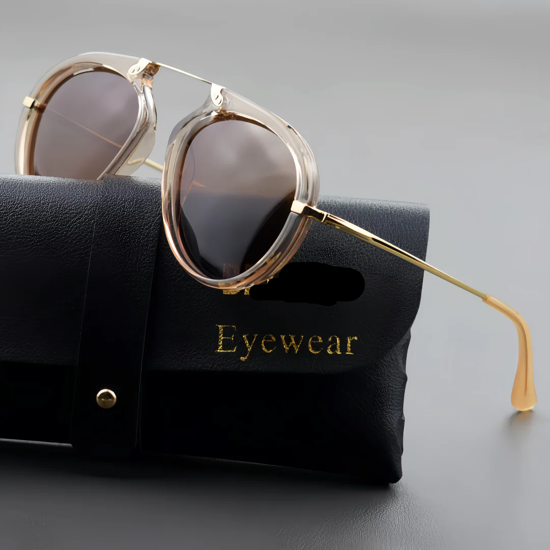 Men and women wearing geometric polarized sunglasses with acetate metal frame