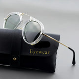 Men and women wearing geometric polarized sunglasses with acetate metal frame