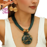 Geometric Round Resin Gems Aluminum Wire Woven Jewelry Sassy Chick