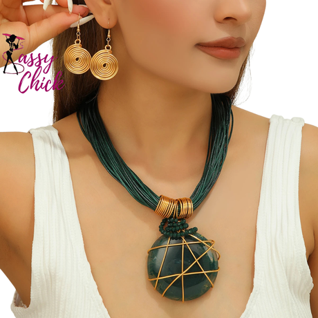 Geometric Round Resin Gems Aluminum Wire Woven Jewelry Sassy Chick
