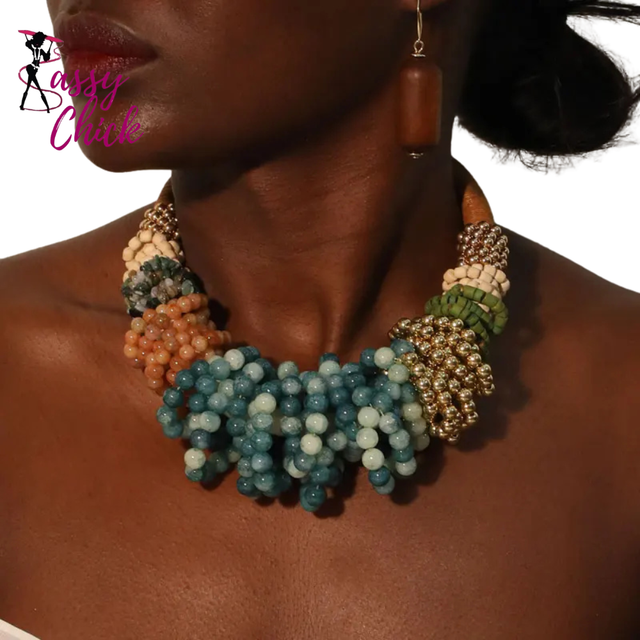 Girl Trendy Exaggerated Individual Beaded Necklace Sassy Chick