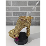 Gold Spiky Stiletto Heel Tumbler Cup Sassy Chick Logo