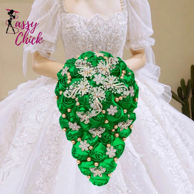 Green Waterfall Bridal Flower Bouquets Sassy Chick