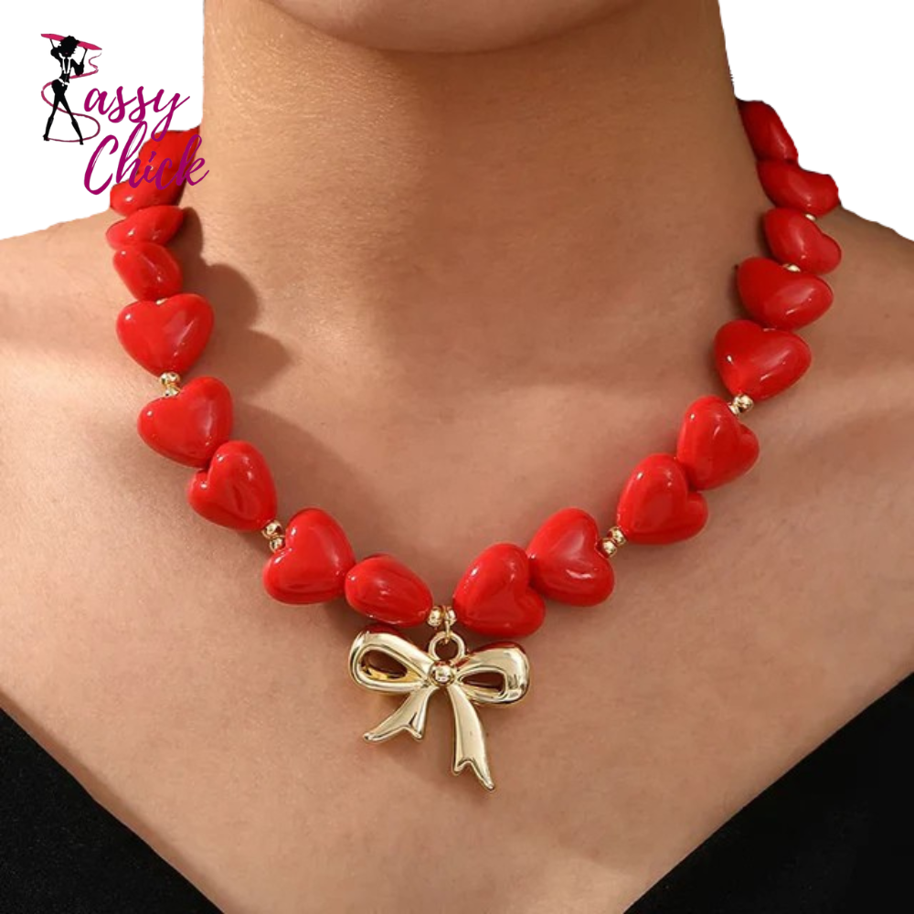 Heart Shaped Resin Love Beaded Necklace Sassy Chick