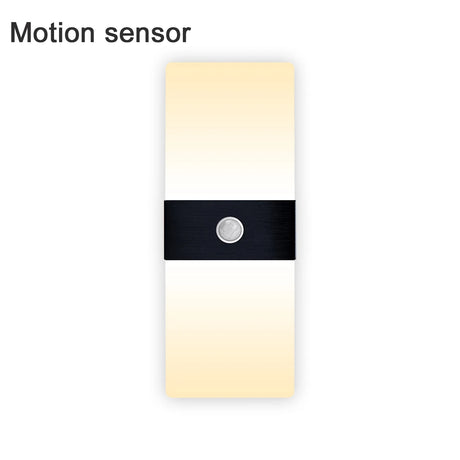 LED wall light with PIR motion sensor mounted in a bedroom or hallway