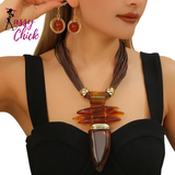 Irregular Turquoise Wax Rope Statement Necklace Sassy Chick