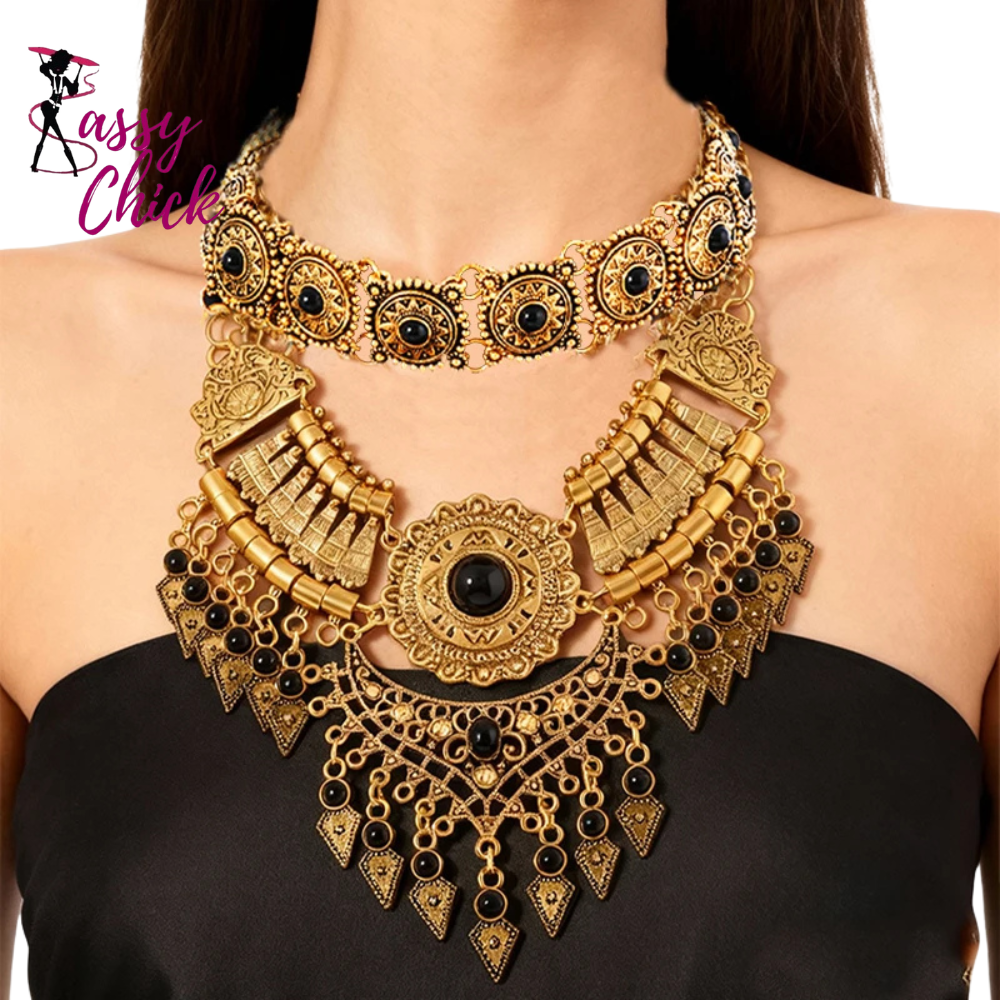 Layered Retro Teardrop Tassel Collar Jewelry Sassy Chick