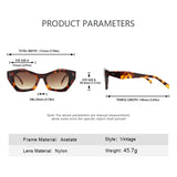 Leopard print polygon sunglasses with acetate frame UV400 lenses for men and women dimenion