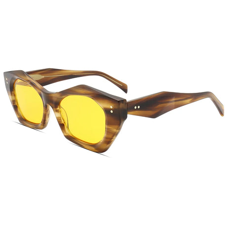 Leopard print polygon sunglasses with acetate frame UV400 lenses for men and women