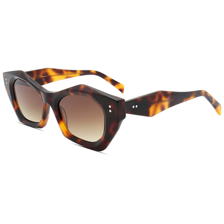 Leopard print polygon sunglasses with acetate frame UV400 lenses for men and women