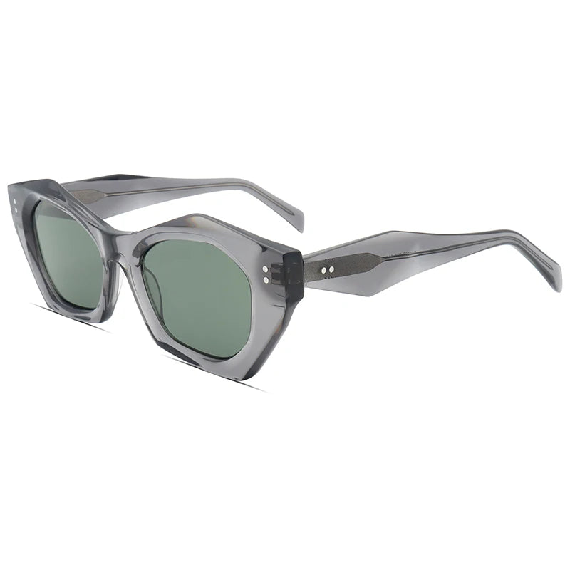 Leopard print polygon sunglasses with acetate frame UV400 lenses for men and women
