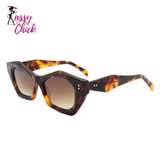 Leopard print polygon sunglasses with acetate frame UV400 lenses for men and women