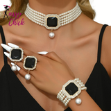 Light Luxury Short Style Imitation Pearl Necklace Set Sassy Chick