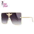 Luxury square metal sunglasses with UV400 protection and bold fashion frame for women.