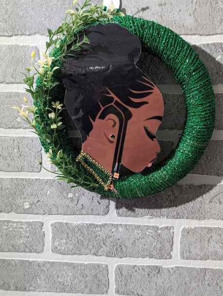 Lady in Green Wreath