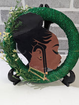 Lady in Green Wreath
