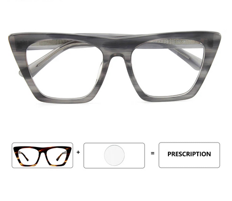 Women's oversized cat eye acetate optical glasses frame