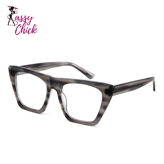 Women's oversized cat eye acetate optical glasses frame
