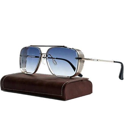 Oversized punk steampunk square sunglasses for men